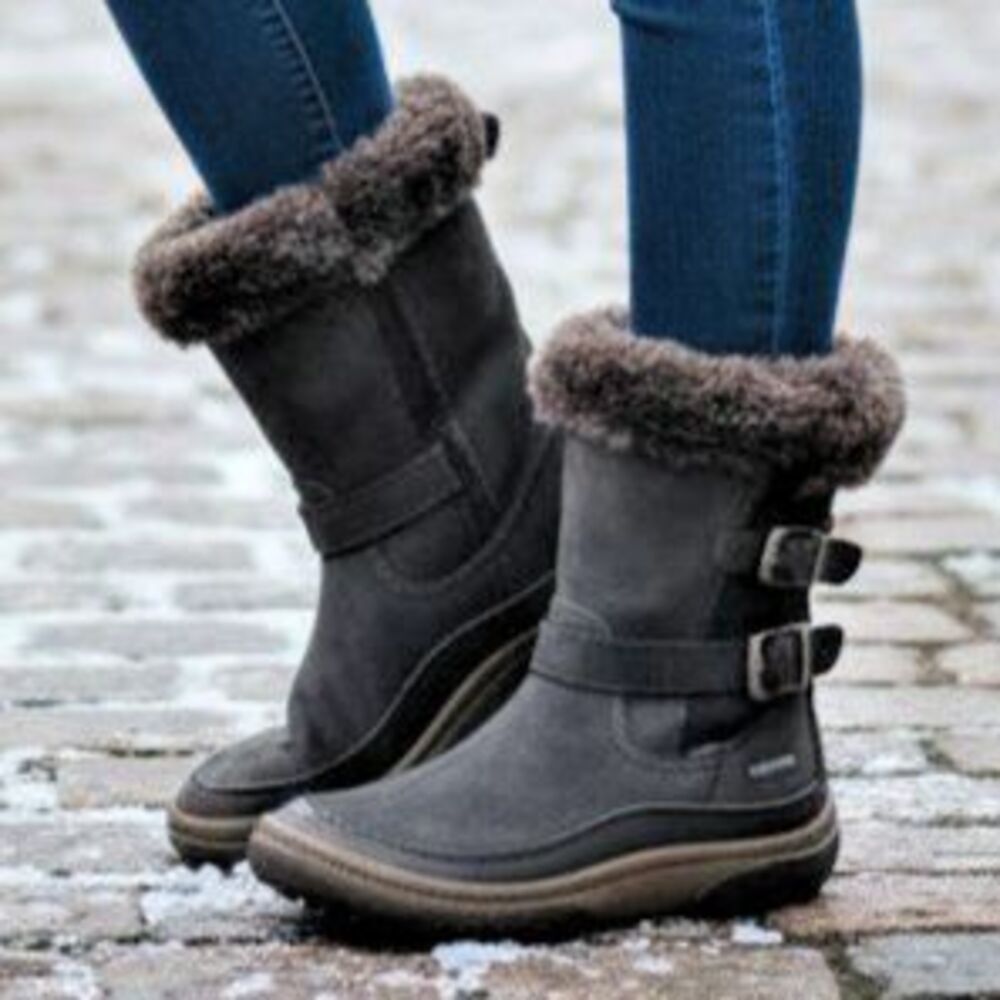 Merrell Boot Women's Size 6 Decora Chant Black Zip Faux Fur Waterproof Snow Work